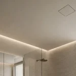 Detail van een vlak geïntegreerd afzuigpunt in het plafond