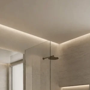 Minimalistisch interieur met geïntegreerde plafondafzuiging